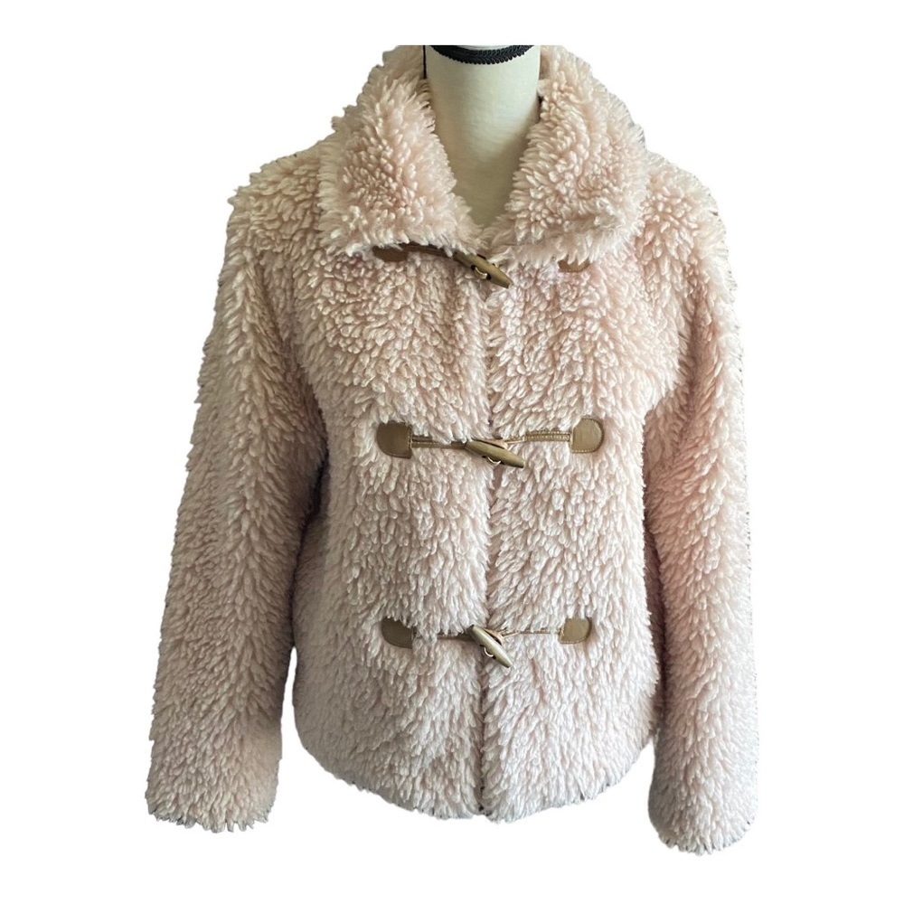 NWT-GLAMOROUS-WARM MY HEART-BEIGE FUZZY JACKET-SIZE SMALL